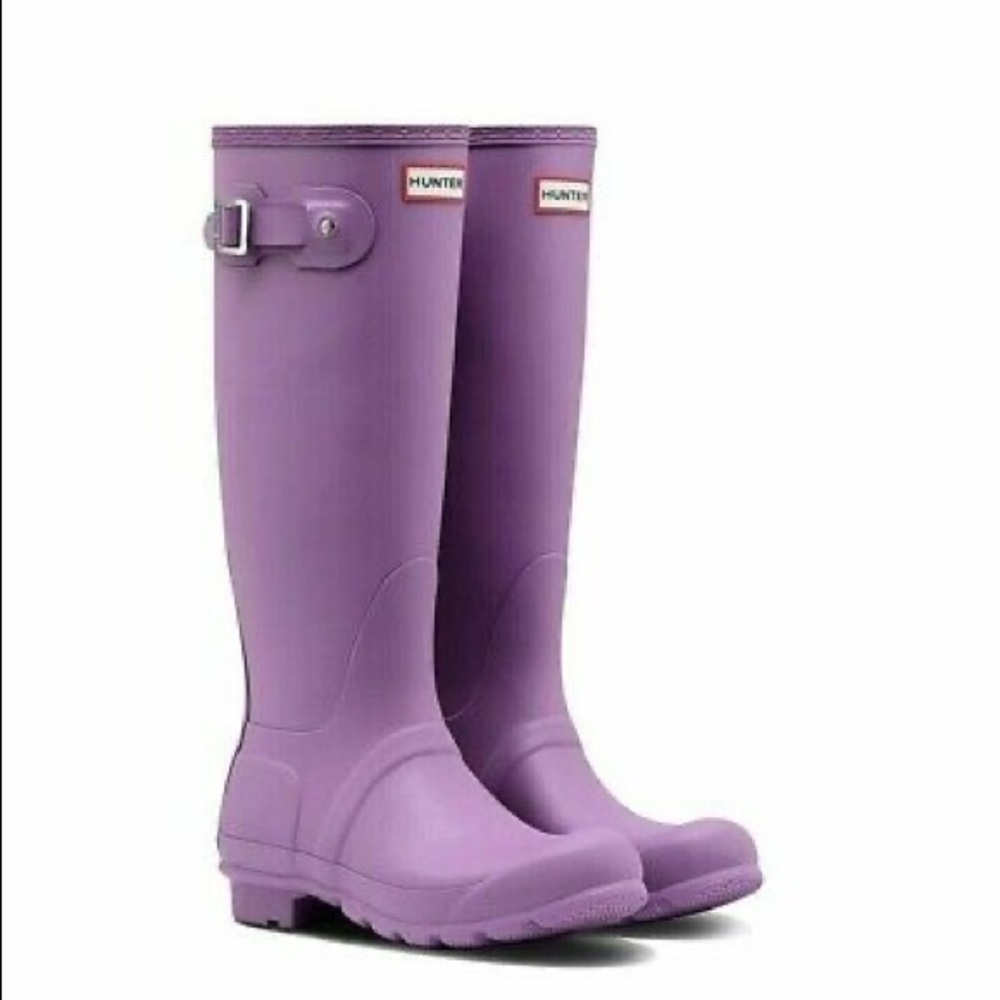 Hunter Womens Original Tall Matte Wellie Rainboots Thistle Purple Size 7